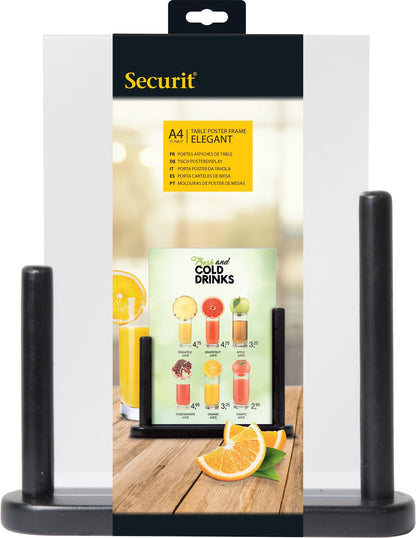 Securit® Acryl - Tischaufsteller mit lackiertem Fuss aus Hartholz - Tischaufsteller / Tags - Speedjust Schweiz