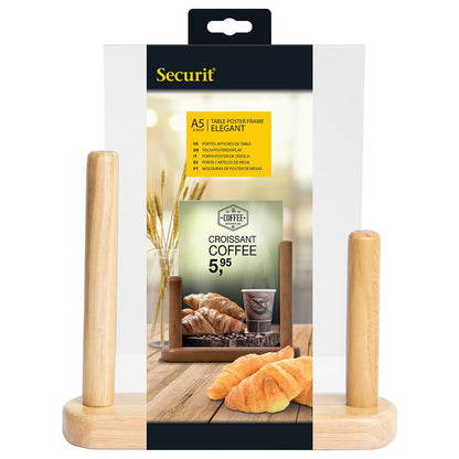 Securit® Acryl - Tischaufsteller mit lackiertem Fuss aus Hartholz - Tischaufsteller / Tags - Speedjust Schweiz