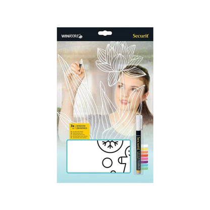 Securit® Fensterschablonen Weinachten, 3er Set, Format: A2, inkl. 1 Securit® Kreidestift - Schablone - Speedjust Schweiz