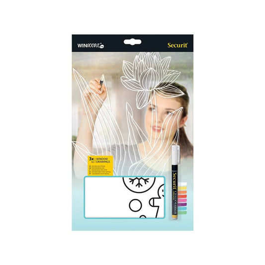 Securit® Fensterschablonen Weinachten, 3er Set, Format: A2, inkl. 1 Securit® Kreidestift - Schablone - Speedjust Schweiz