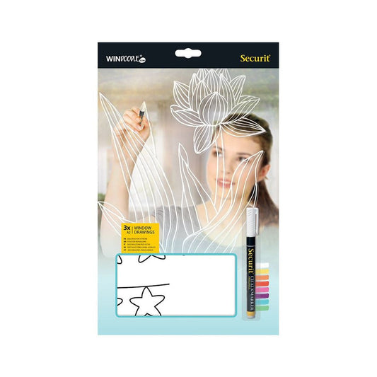Securit® Fensterschablonen "Windoodle", Format: A2, Thema: Boy Birthday, inkl. 1 Securit® Kreidestift, 3er Set - Schablone - Speedjust Schweiz