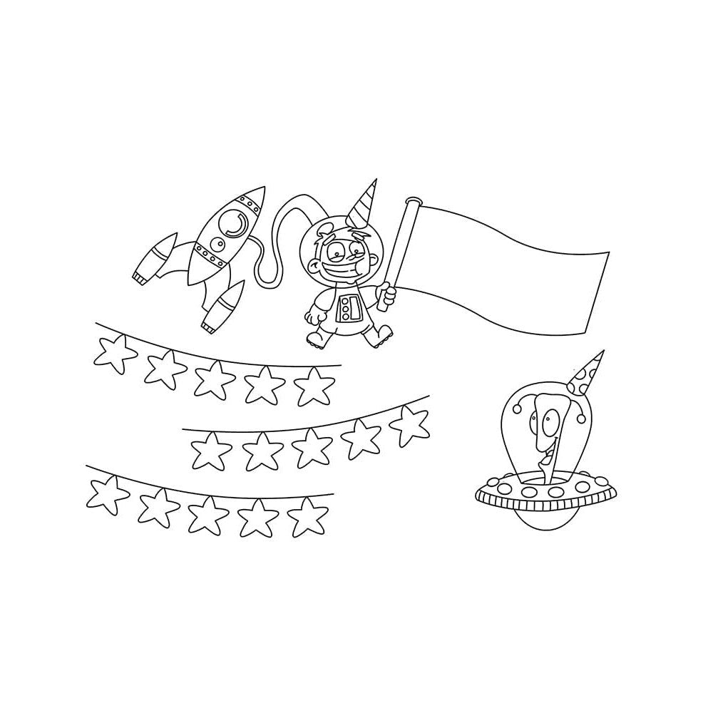 Securit® Fensterschablonen "Windoodle", Format: A2, Thema: Boy Birthday, inkl. 1 Securit® Kreidestift, 3er Set - Schablone - Speedjust Schweiz