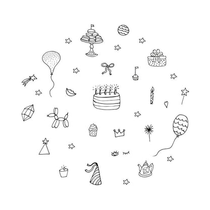 Securit® Fensterschablonen "Windoodle", Format: A2, Thema: Girl Birthday, inkl. 1 Securit® Kreidestift, 3er Set - Schablone - Speedjust Schweiz