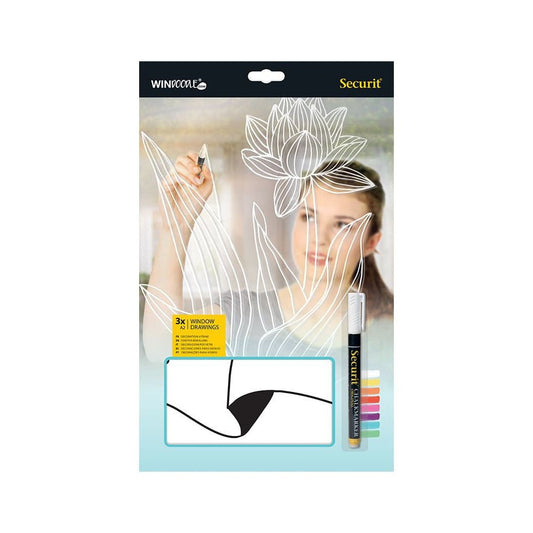 Securit® Fensterschablonen "Windoodle", Format: A2, Thema: Girl Birthday, inkl. 1 Securit® Kreidestift, 3er Set - Schablone - Speedjust Schweiz