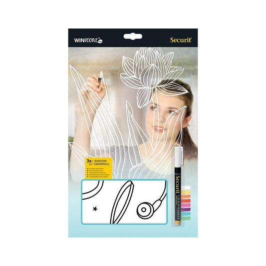 Securit® Fensterschablonen "Windoodle", Format: A2, Thema: Music, inkl. 1 Securit® Kreidestift, 3er Set - Schablone - Speedjust Schweiz