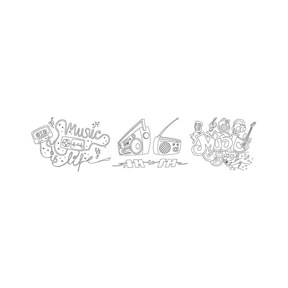 Securit® Fensterschablonen "Windoodle", Format: A2, Thema: Music, inkl. 1 Securit® Kreidestift, 3er Set - Schablone - Speedjust Schweiz