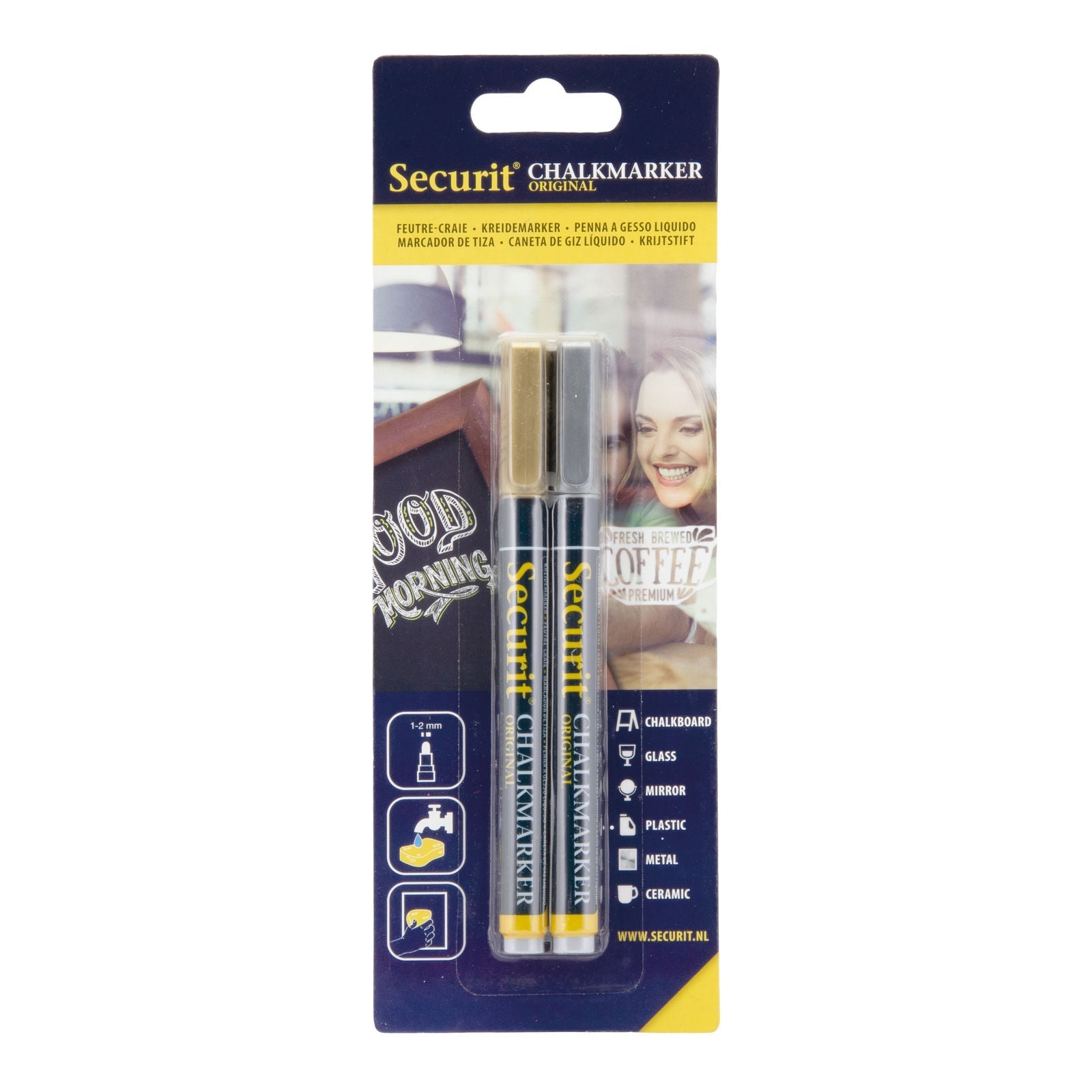 Securit® Kreidemarker, 1 - 2mm, 2er - Set, Gold & Silber - Kreidemarker - Speedjust Schweiz
