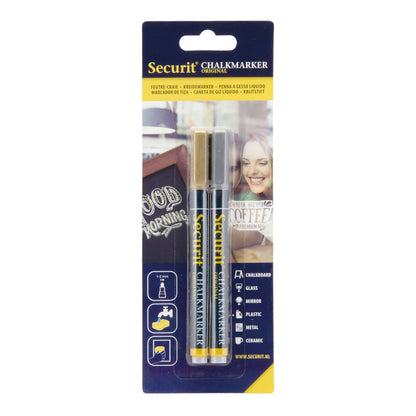 Securit® Kreidemarker, 1 - 2mm, 2er - Set, Gold & Silber - Kreidemarker - Speedjust Schweiz
