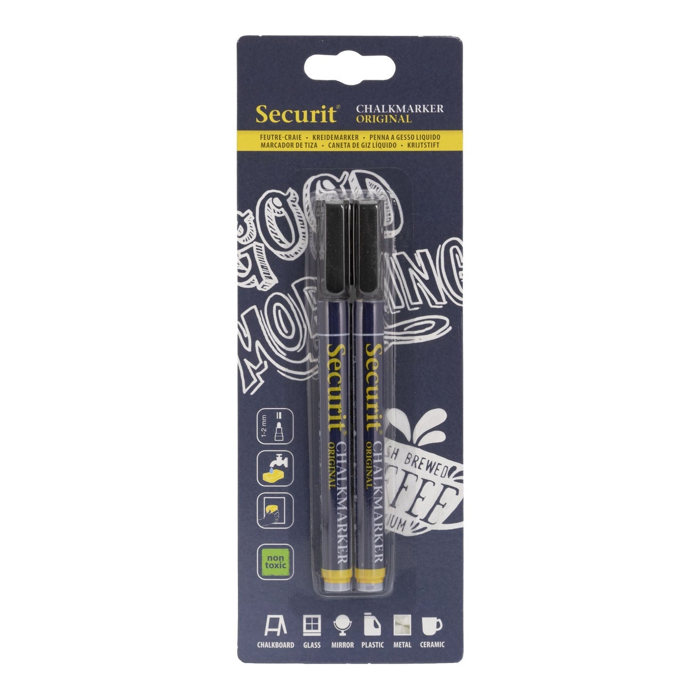 Securit® Kreidemarker, 1 - 2mm, 2er - Set, Schwarz - Kreidemarker - Speedjust Schweiz