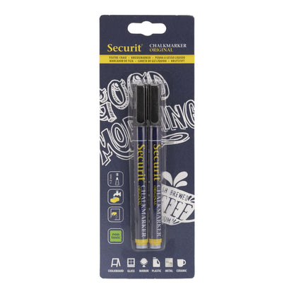 Securit® Kreidemarker, 1 - 2mm, 2er - Set, Schwarz - Kreidemarker - Speedjust Schweiz