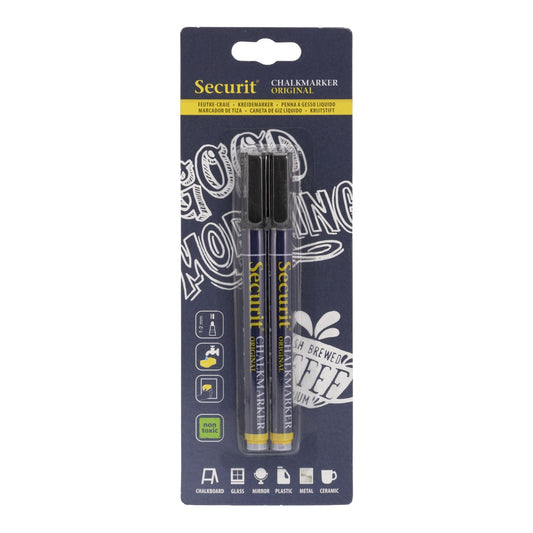 Securit® Kreidemarker, 1 - 2mm, 2er - Set, Schwarz - Kreidemarker - Speedjust Schweiz