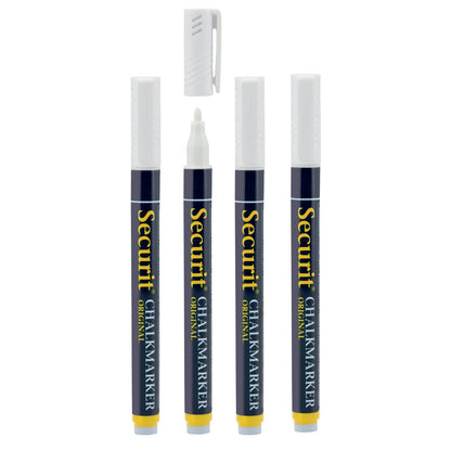 Securit® Kreidemarker, 1 - 2mm, 4er - Set, Weiss - Kreidemarker - Speedjust Schweiz