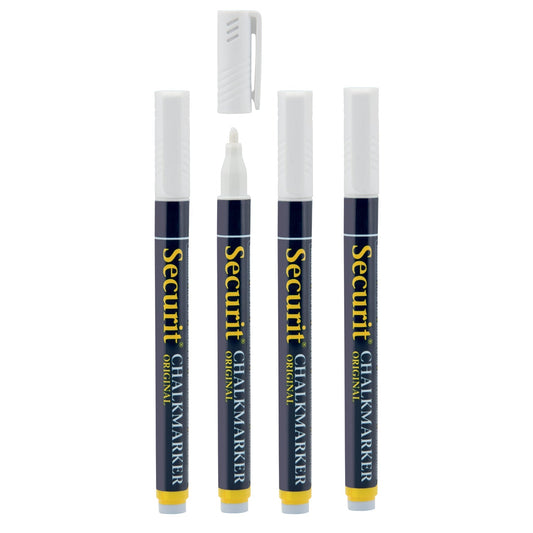 Securit® Kreidemarker, 1 - 2mm, 4er - Set, Weiss - Kreidemarker - Speedjust Schweiz