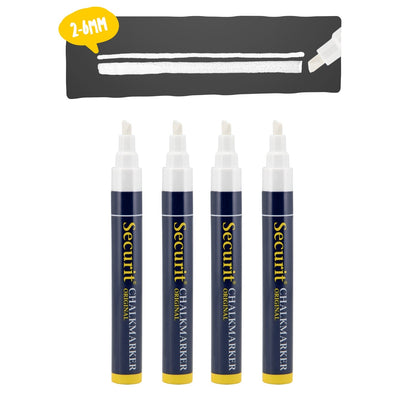 Securit® Kreidemarker, 2 - 6mm, 4er - Set, Weiss - Kreidemarker - Speedjust Schweiz