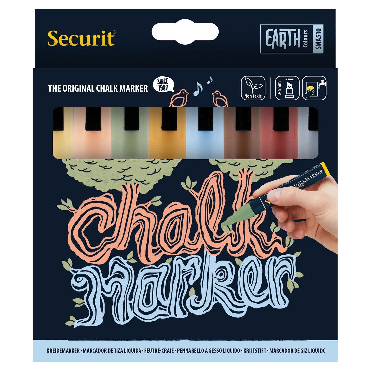 Securit® Kreidemarker, 2 - 6mm, 8er - Set, Erdfarben - Kreidemarker - Speedjust Schweiz