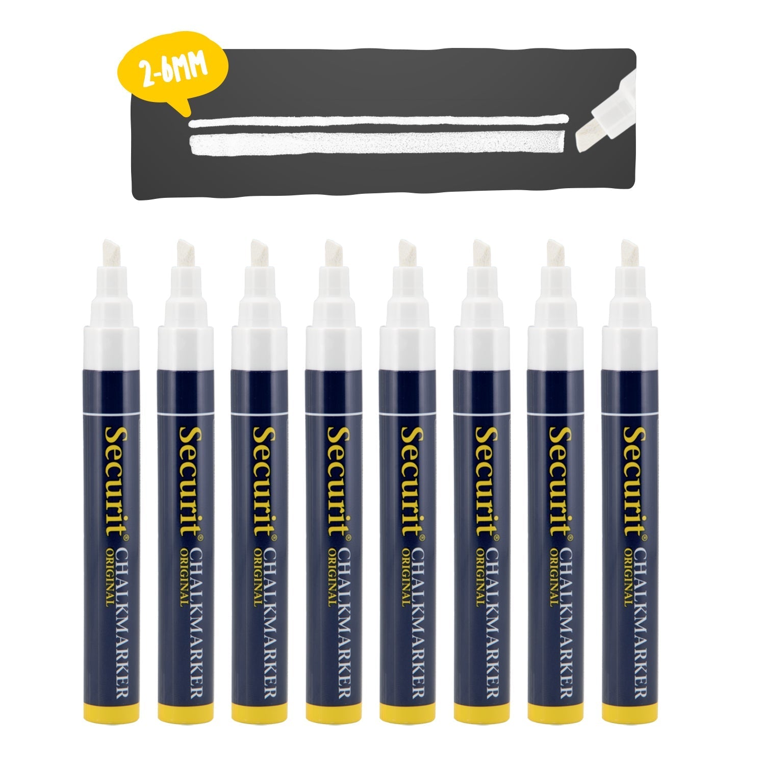 Securit® Kreidemarker, 2 - 6mm, 8er - Set, Weiss - Kreidemarker - Speedjust Schweiz