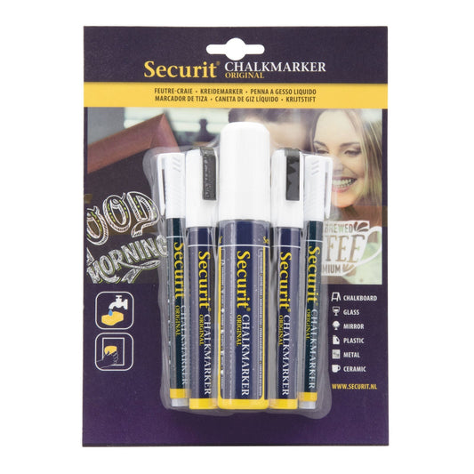 Securit® Kreidemarker, 5er - Set Mix, Weiss - Kreidemarker - Speedjust Schweiz