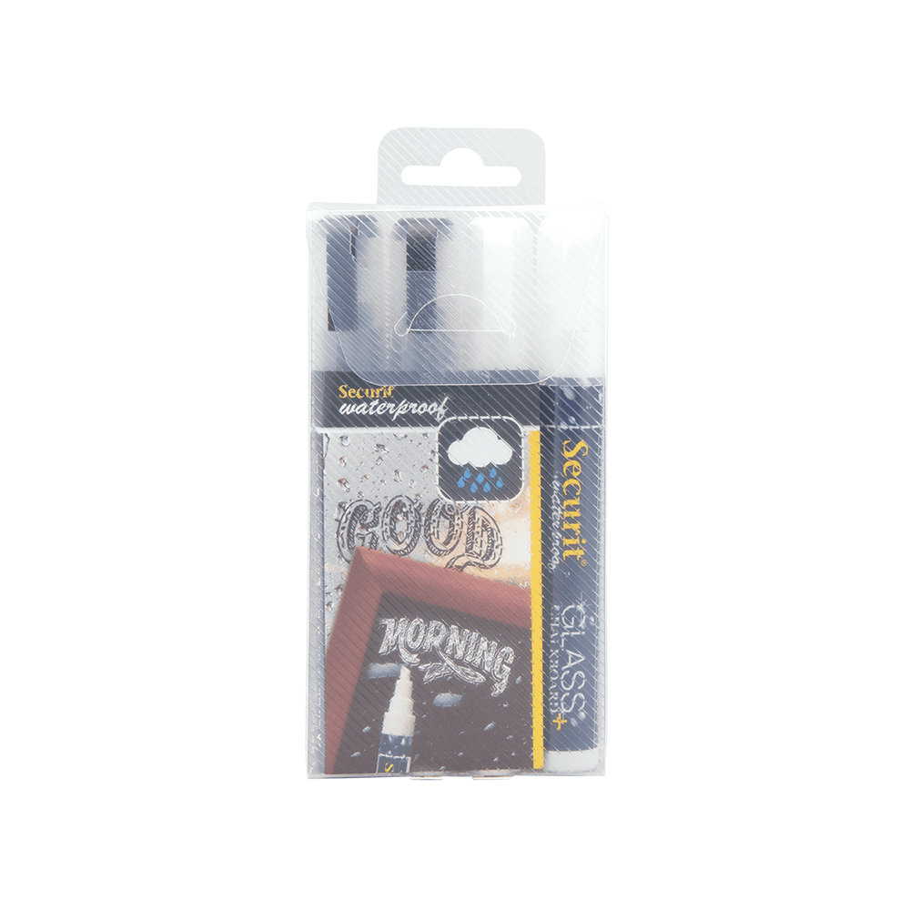 Securit® Kreidemarker Wasserfest, 2 - 6mm, 4er - Set, 2x Weiss + 2x Schwarz - Kreidemarker - Speedjust Schweiz