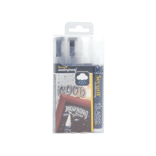 Securit® Kreidemarker Wasserfest, 2 - 6mm, 4er - Set, 2x Weiss + 2x Schwarz - Kreidemarker - Speedjust Schweiz