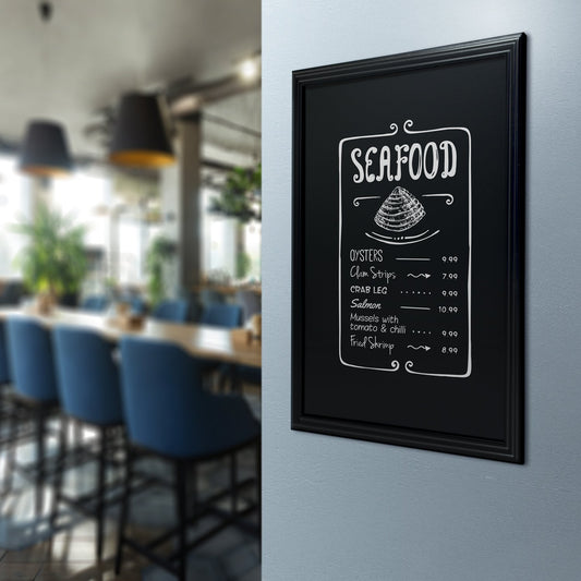 Securit® Wandkreidetafel, Holzrahmen Schwarz, 70x90cm, Outdoor