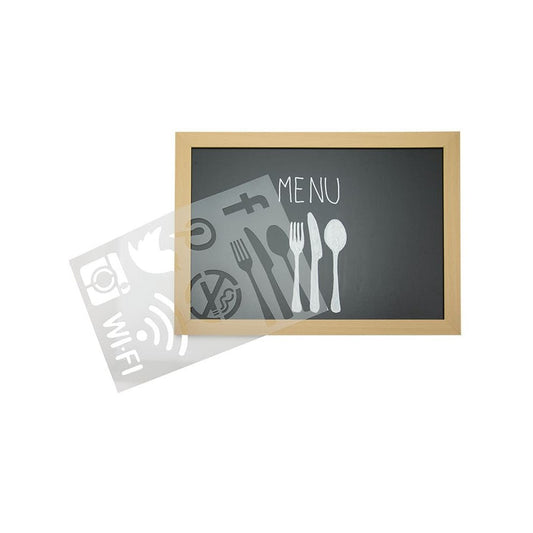 Securit® Kreidetafel Schablonen, 6er - Set, ABC, ZAHLEN, MOTIVE und ZEICHEN - Schablone - Speedjust Schweiz