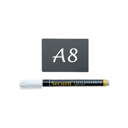 Securit® Kreidetafel TAGs A8 Schwarz, inkl. 1 Securit® Kreidestift, 4 Spikes und 4 transparenten Haltern, 20er Set - Tischaufsteller / Tags - Speedjust Schweiz