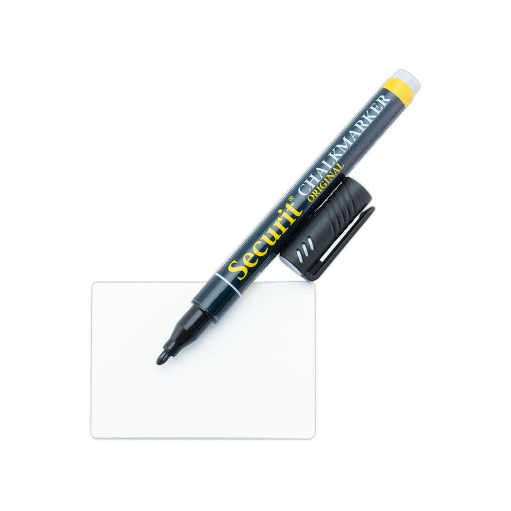 Securit® Kreidetafel TAGs A8 Weiss, inkl. 1 Securit® Kreidestift, 4 Spikes und 4 transparenten Haltern, 20er Set - Tischaufsteller / Tags - Speedjust Schweiz