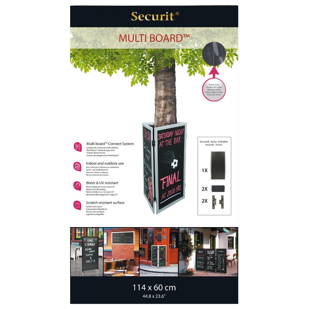 Securit® Multiboard Kreidetafel mit Holzrahmen, Schwarz, 115x60cm, Outdoor - Kundenstopper - Speedjust Schweiz