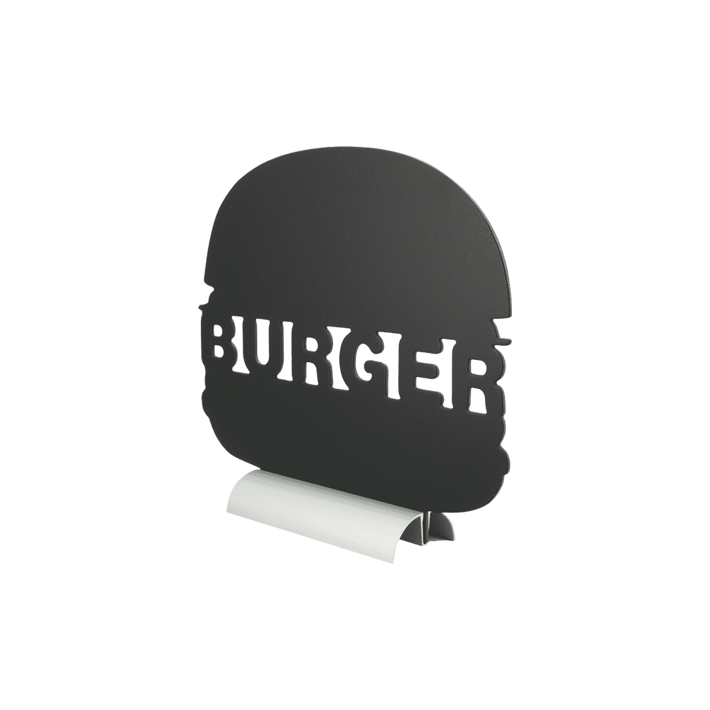 Securit®, Tischkreidetafel Aufsteller mit Aluminiumfuss, "Burger" Form - Silhouette, 28x25cm - Tischaufsteller / Tags - Speedjust Schweiz