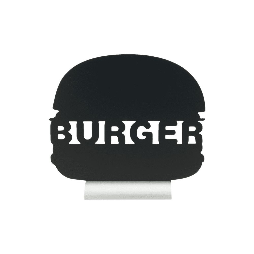 Securit®, Tischkreidetafel Aufsteller mit Aluminiumfuss, "Burger" Form - Silhouette, 28x25cm - Tischaufsteller / Tags - Speedjust Schweiz