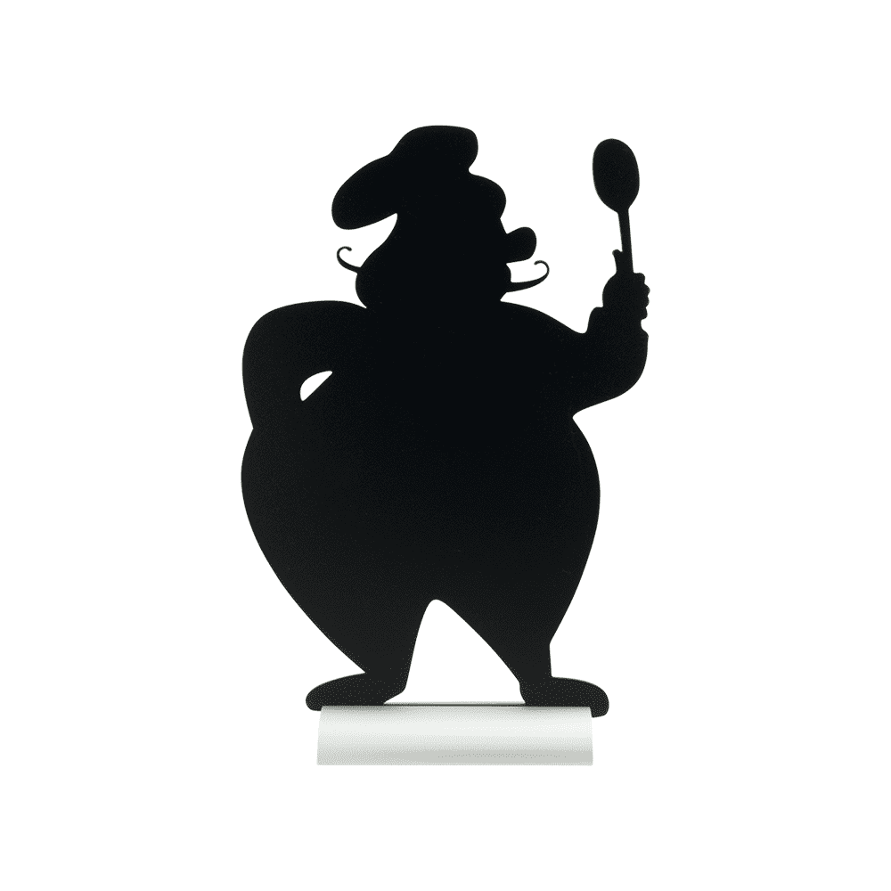Securit®, Tischkreidetafel Aufsteller mit Aluminiumfuss, "Chefkoch" Form - Silhouette, 22x35cm - Tischaufsteller / Tags - Speedjust Schweiz