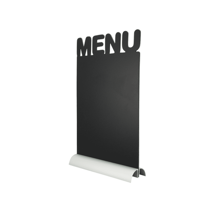 Securit®, Tischkreidetafel Aufsteller mit Aluminiumfuss, Eckige Form - Silhouette "MENU", 21x34cm - Tischaufsteller / Tags - Speedjust Schweiz