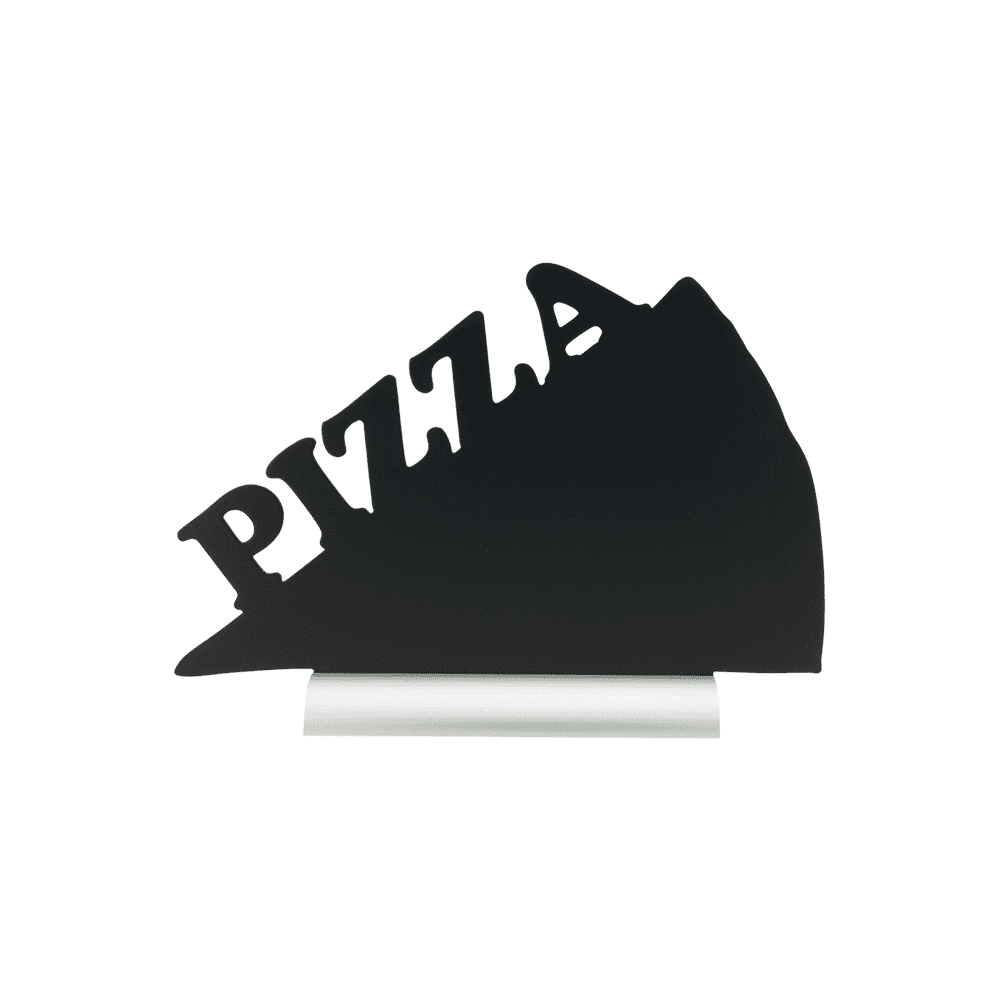 Securit®, Tischkreidetafel Aufsteller mit Aluminiumfuss, "Pizza" Form - Silhouette, 34x24cm - Tischaufsteller / Tags - Speedjust Schweiz