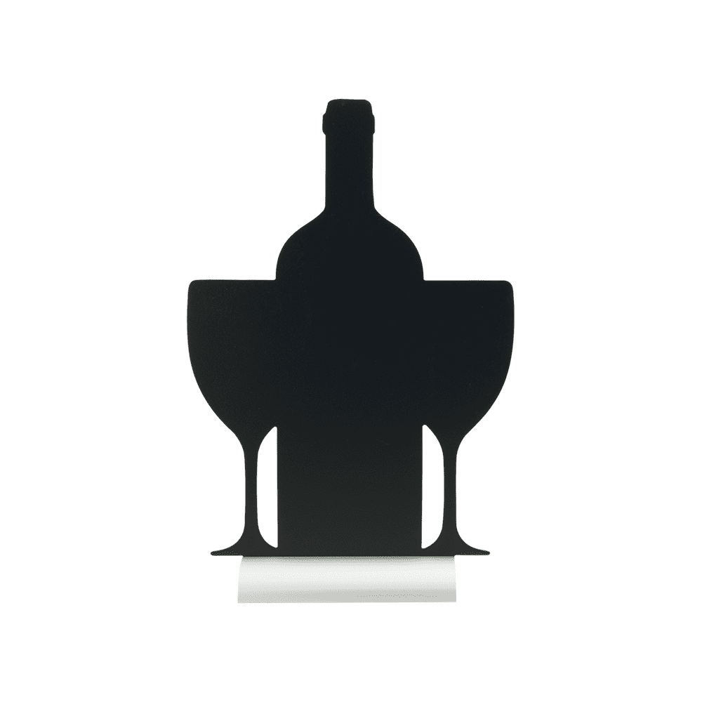 Securit®, Tischkreidetafel Aufsteller mit Aluminiumfuss, "Wein mit Gläser" Form - Silhouette, 23x35cm - Tischaufsteller / Tags - Speedjust Schweiz