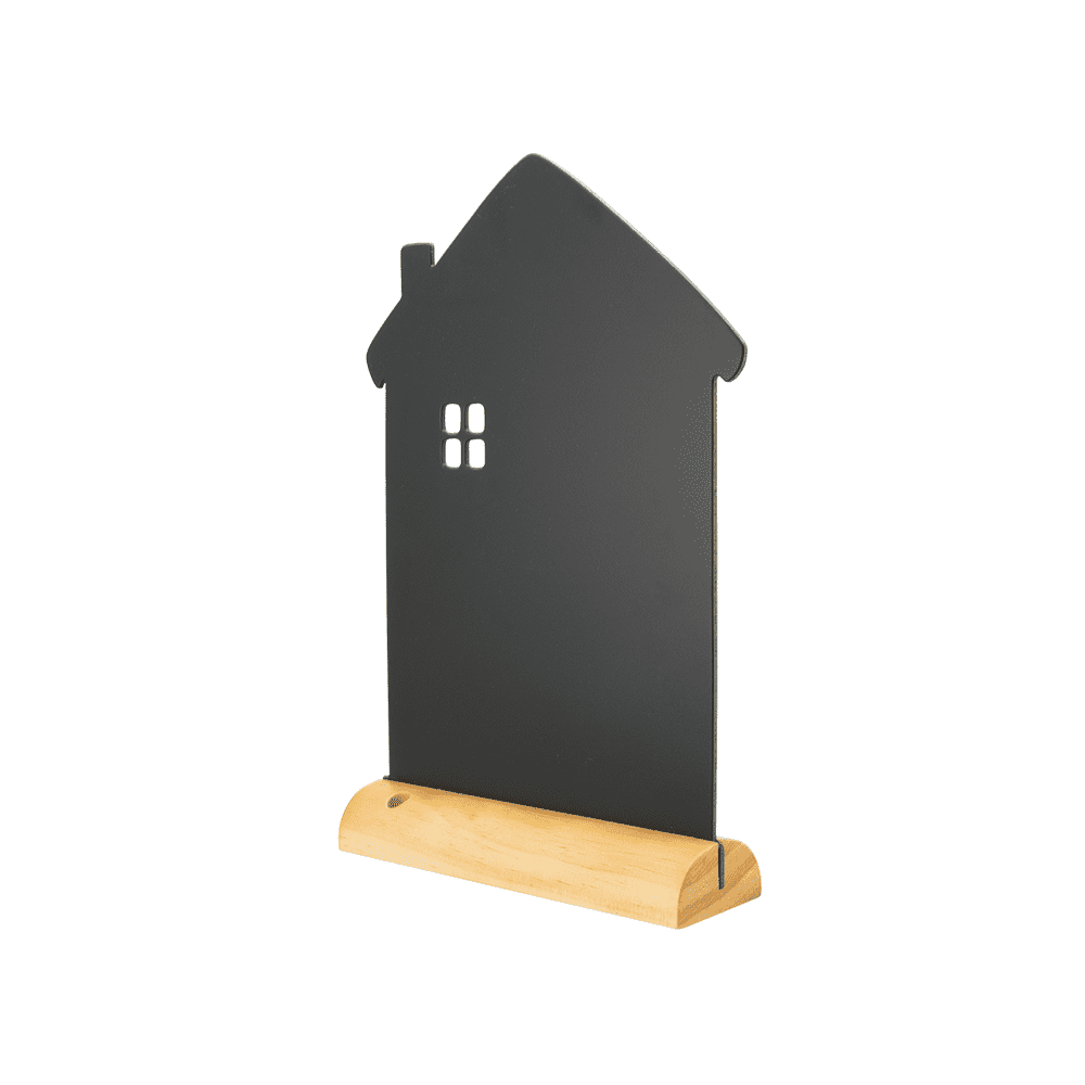 Securit® Tischkreidetafel „Haus“ Aufsteller 23×32 cm mit Holzfuss - Tischaufsteller / Tags - Speedjust Schweiz