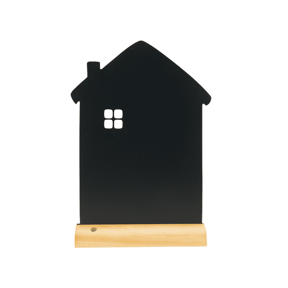 Securit® Tischkreidetafel „Haus“ Aufsteller 23×32 cm mit Holzfuss - Tischaufsteller / Tags - Speedjust Schweiz