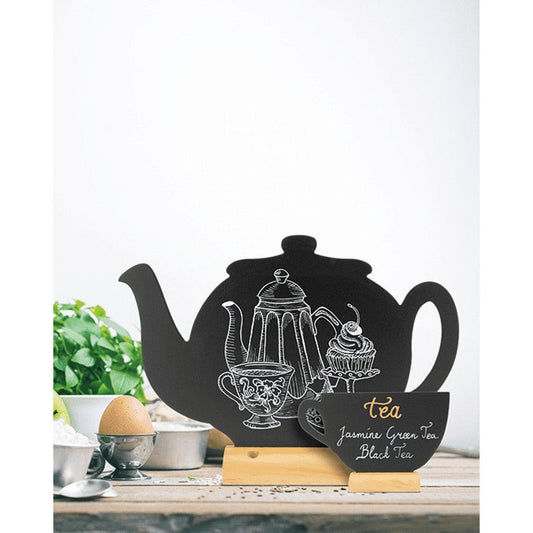 Securit® Tischkreidetafel „Teekanne“ Aufsteller 25×24 cm mit Holzfuss - Tischaufsteller / Tags - Speedjust Schweiz
