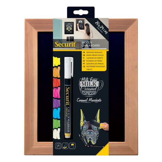 Securit® Wandkreidetafel Budget – Holzrahmen Hellbraun, 20×24cm - Wandtafel - Speedjust Schweiz