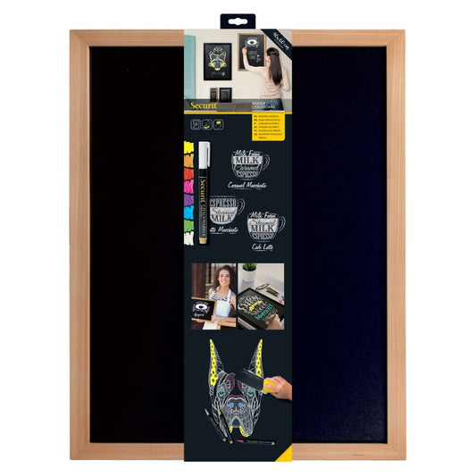Securit® Wandkreidetafel Budget – Holzrahmen Hellbraun, 40x60cm - Wandtafel - Speedjust Schweiz