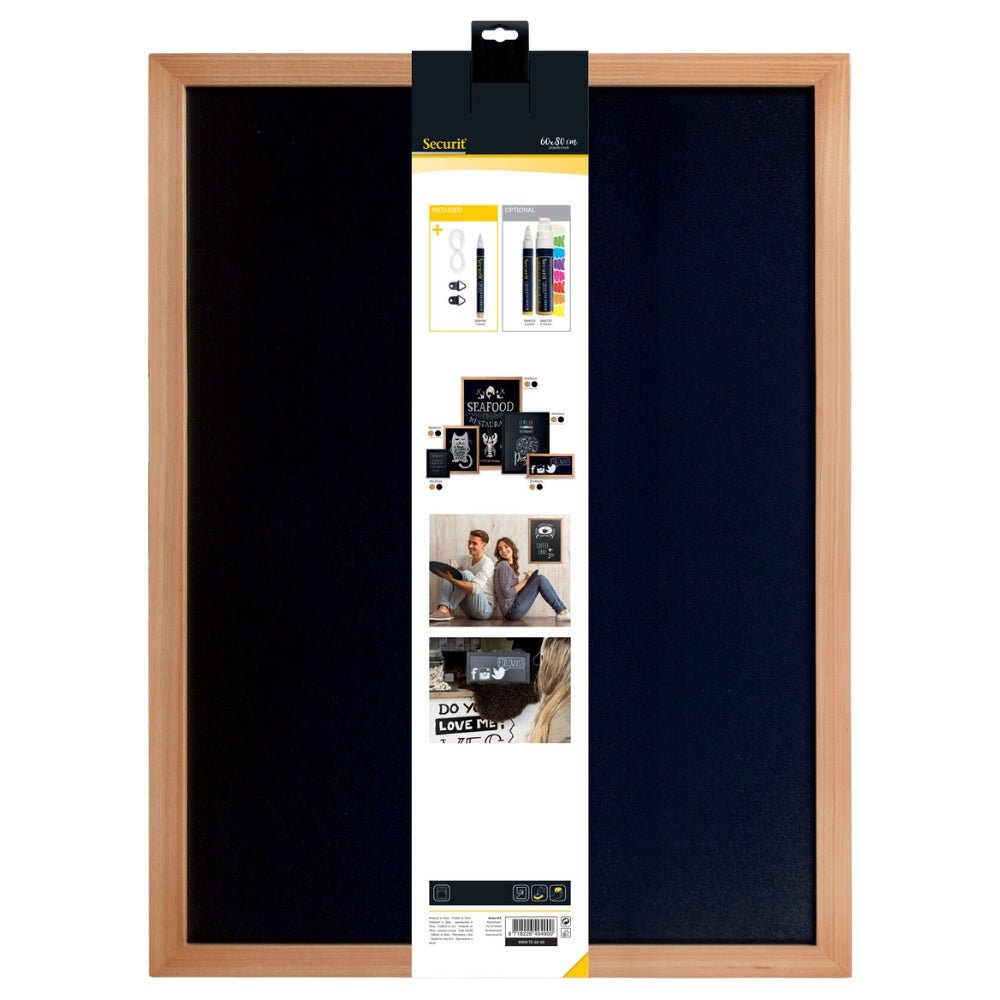 Securit® Wandkreidetafel Budget – Holzrahmen Hellbraun, 60x80cm - Wandtafel - Speedjust Schweiz