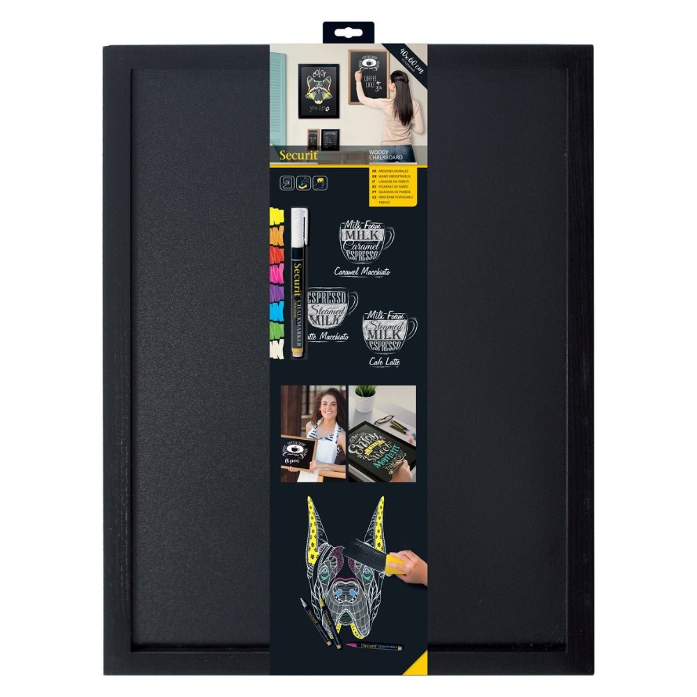 Securit® Wandkreidetafel Budget – Holzrahmen Schwarz, 40x60cm - Wandtafel - Speedjust Schweiz
