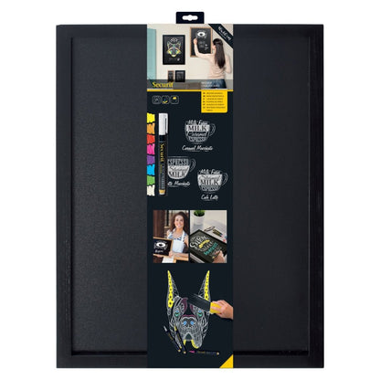 Securit® Wandkreidetafel Budget – Holzrahmen Schwarz, 40x60cm - Wandtafel - Speedjust Schweiz