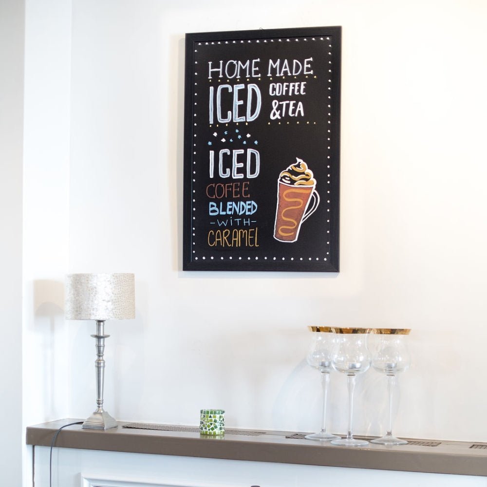 Securit® Wandkreidetafel Budget – Holzrahmen Schwarz, 40x60cm - Wandtafel - Speedjust Schweiz
