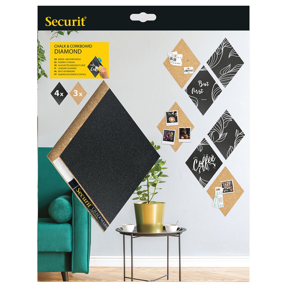 Securit® Wandkreidetafel & Kork Silhouette Diamant, 7er - Set, 22x33cm - Wandtafel - Speedjust Schweiz