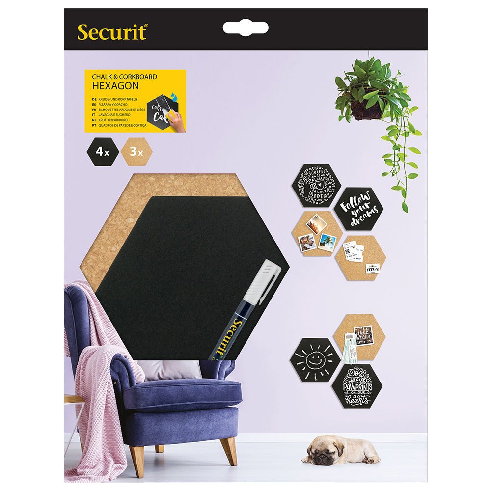 Securit® Wandkreidetafel & Kork Silhouette Hexagon, 7er - Set, 20x23cm - Wandtafel - Speedjust Schweiz