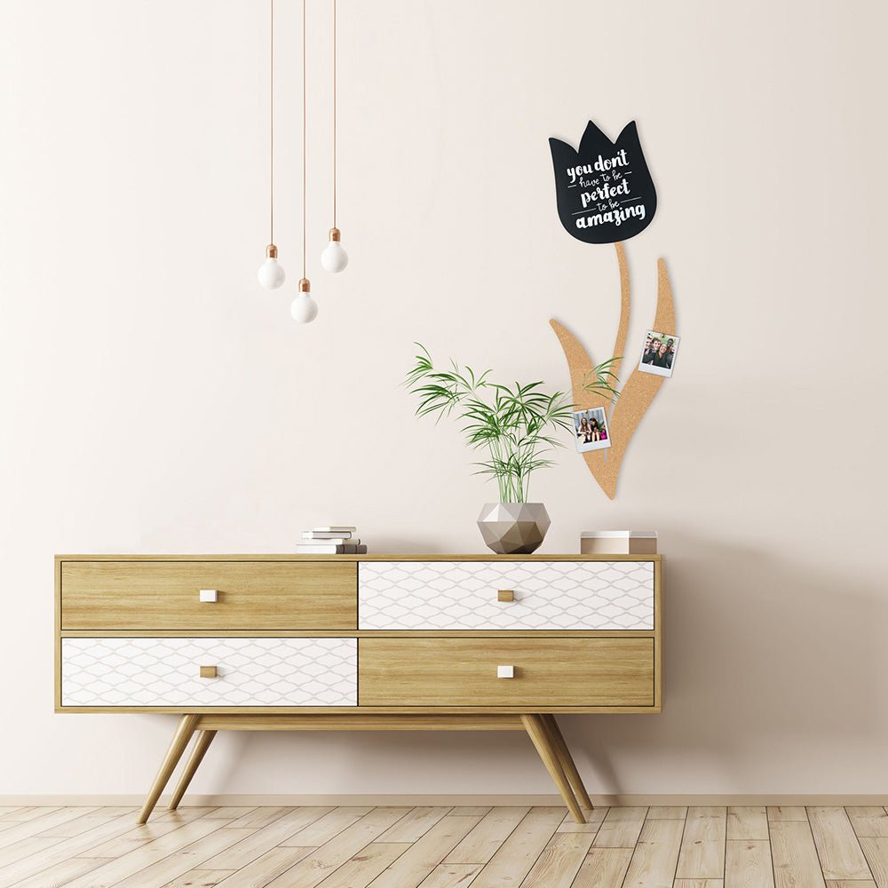 Securit® Wandkreidetafel & Kork Silhouette Tulpe, 29x83cm - Wandtafel - Speedjust Schweiz