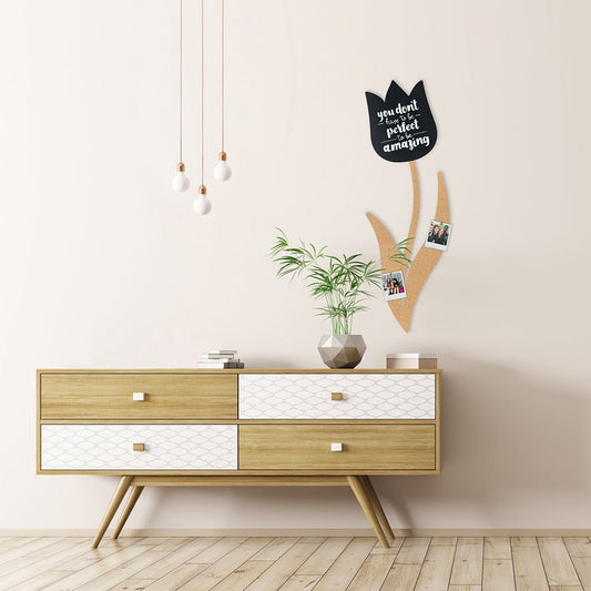 Securit® Wandkreidetafel & Kork Silhouette Tulpe, 29x83cm - Wandtafel - Speedjust Schweiz