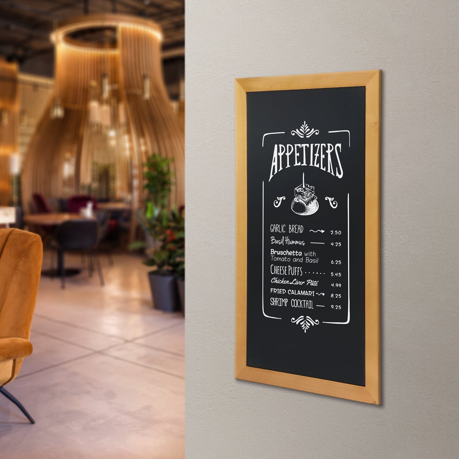 Securit® Wandkreidetafel "Long", Holzrahmen Hellbraun, 56x100cm, Outdoor - Wandtafel - Speedjust Schweiz