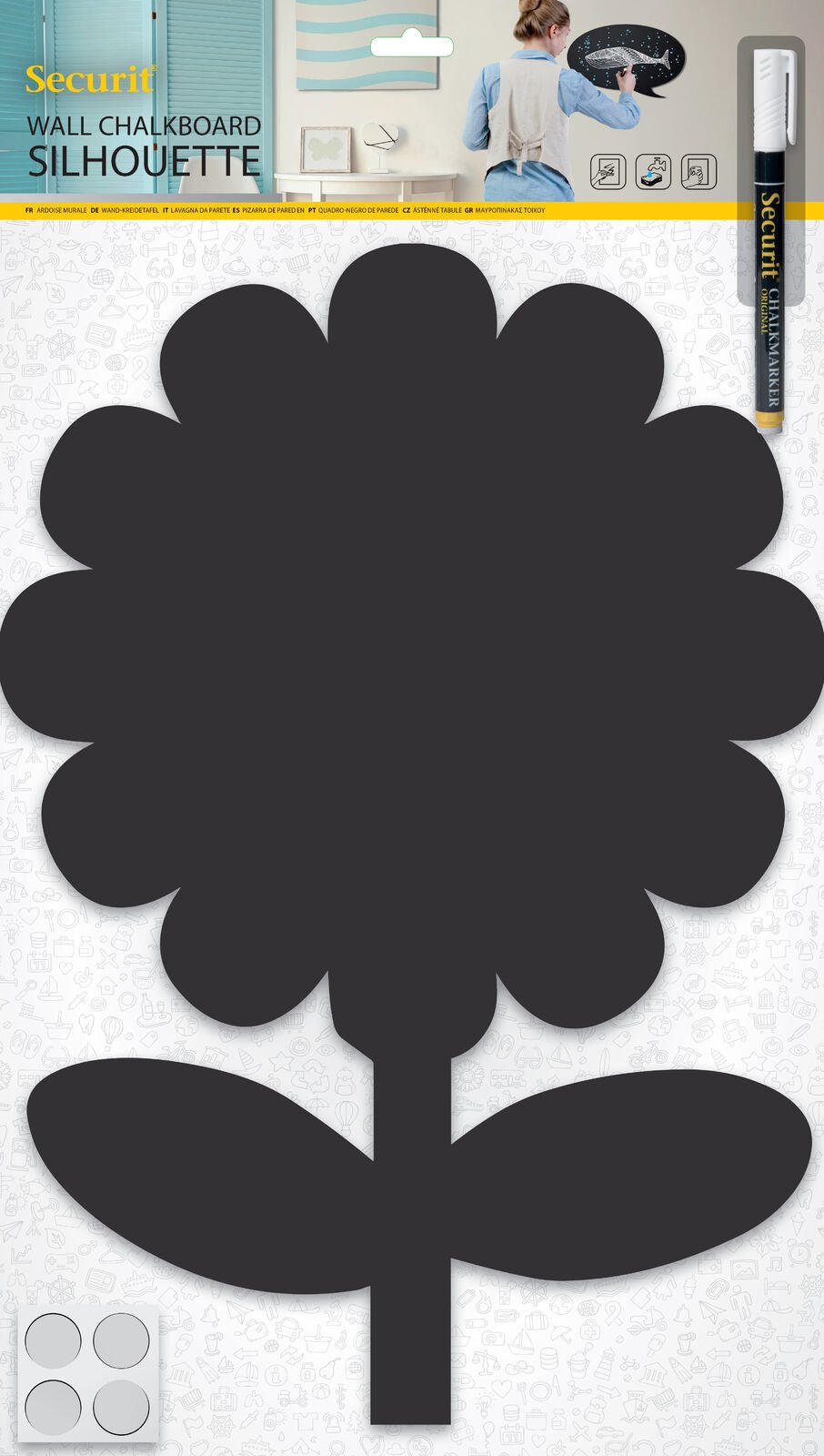 Securit® Wandkreidetafel Silhouette Blume, 28x43cm - Wandtafel - Speedjust Schweiz