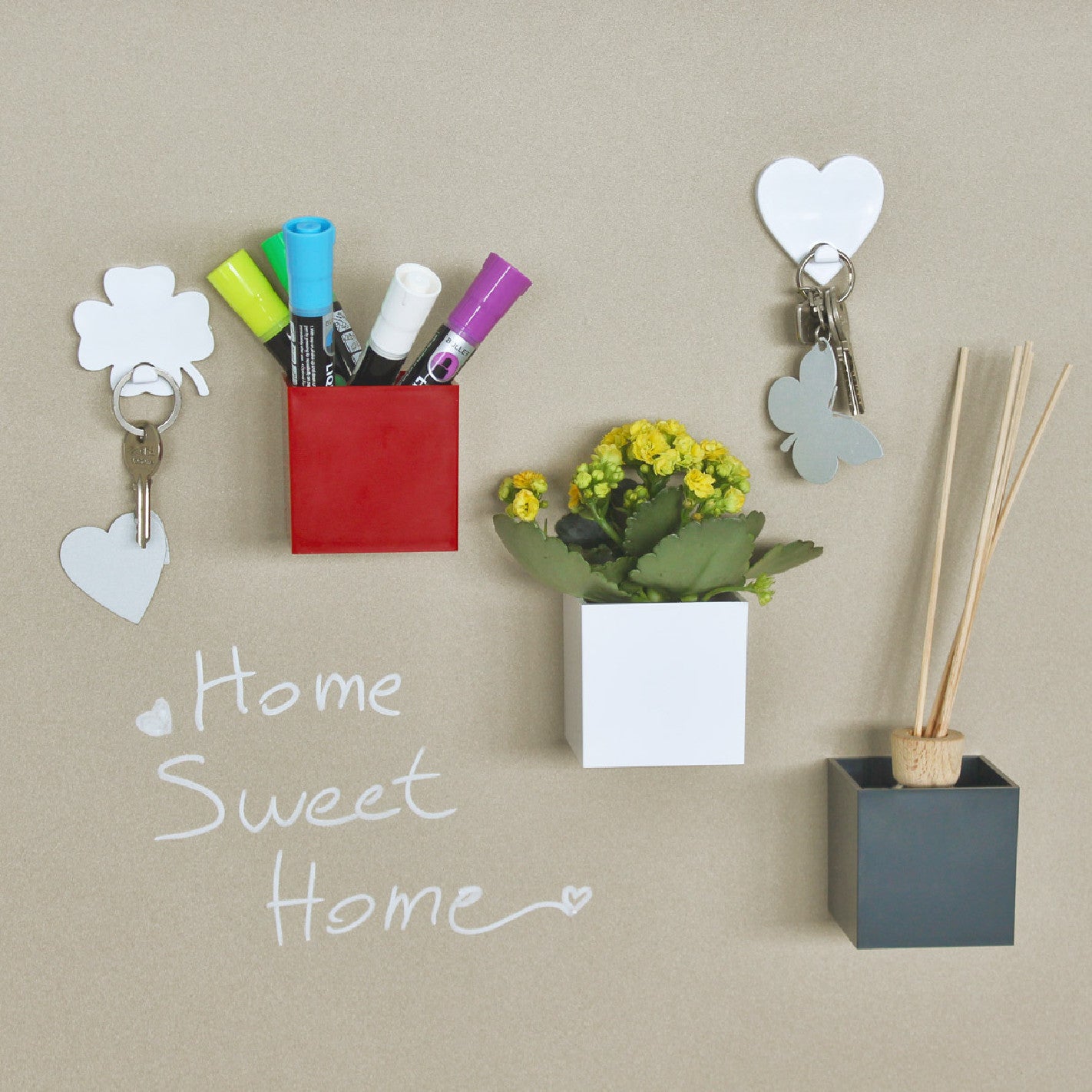 KalaMitica® Magnetische Würfelbehälter Neodym, Ø6cm, Anthrazit/Rot/Weiss, 3 Stk.